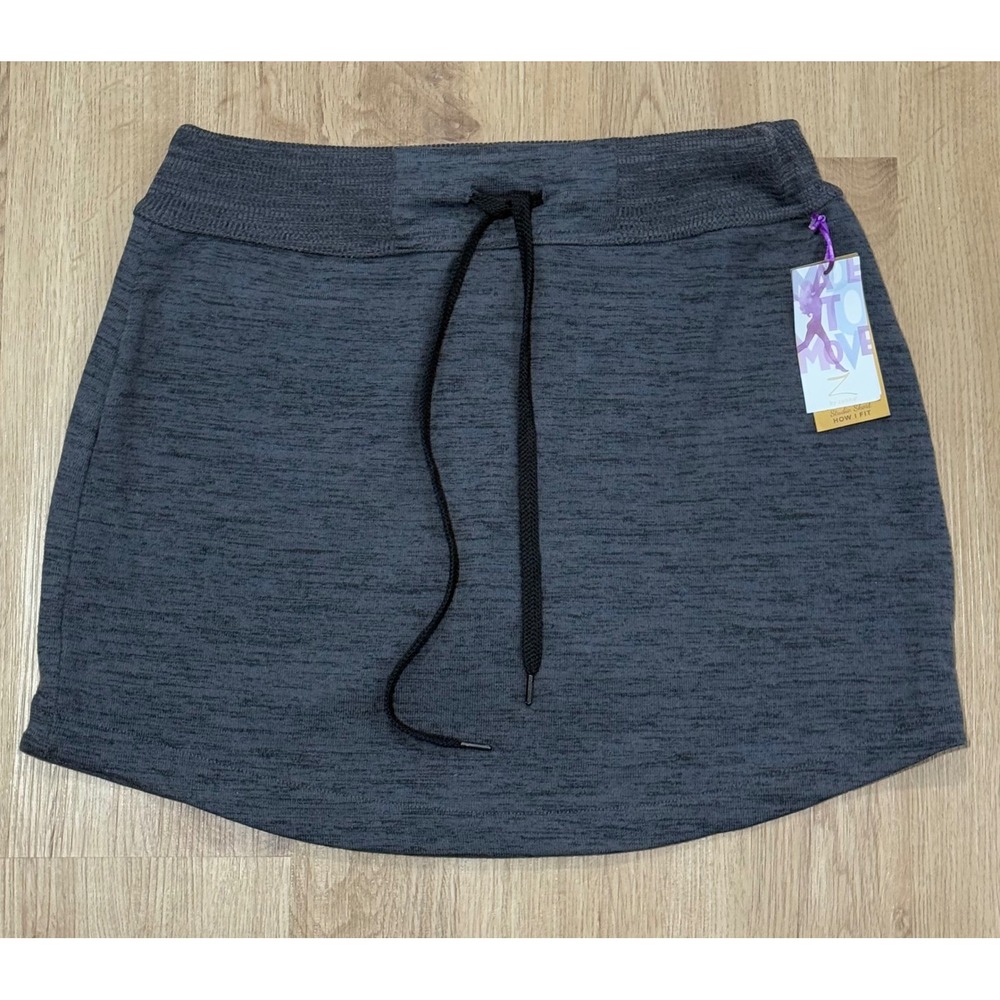 Z by Zobha Skort Size L Heathered Charcoal Grey Built in‎ Shorts Activewear NEW